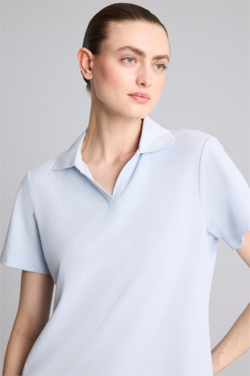 Women Light Blue Pique Dress