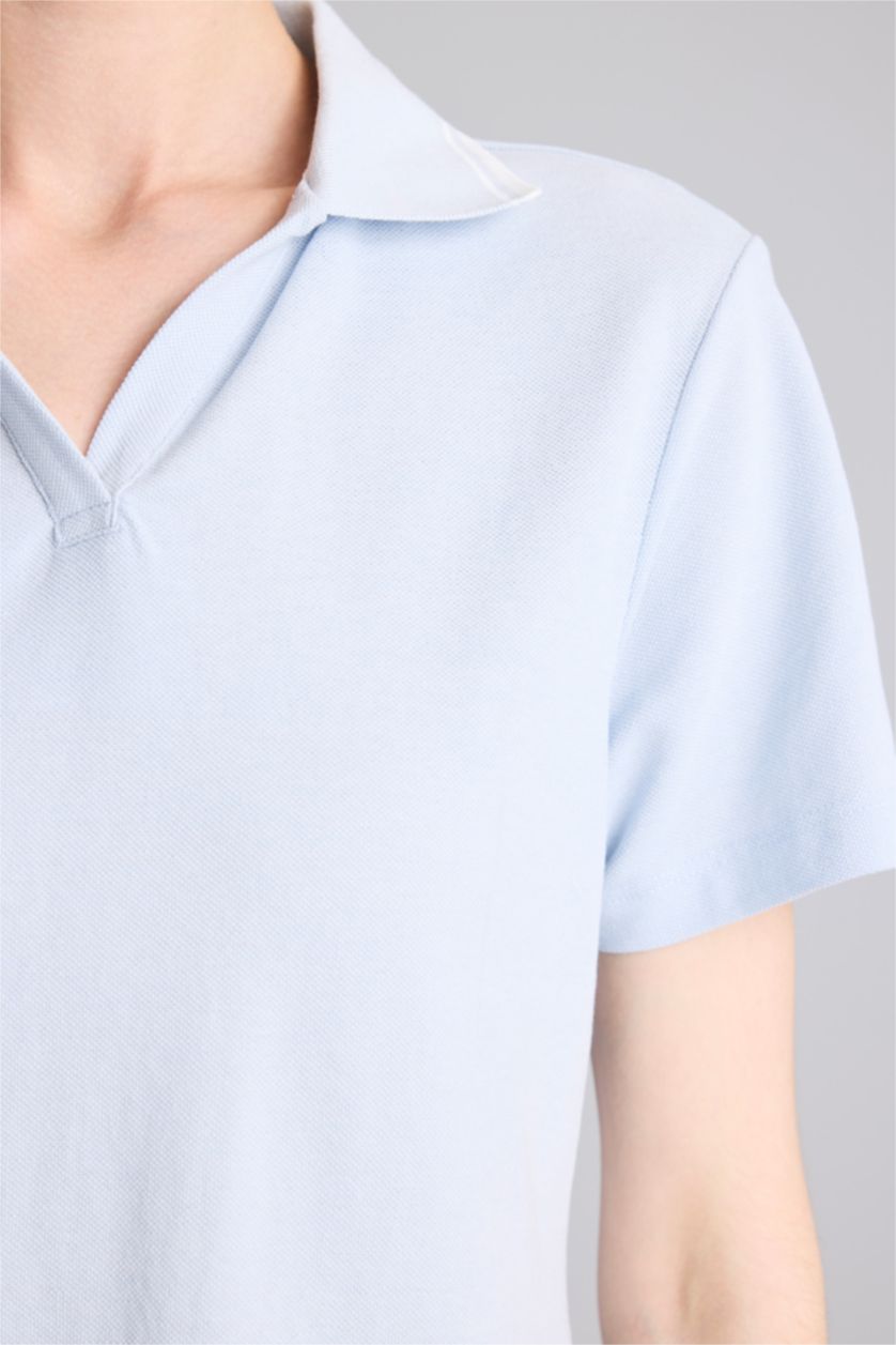 Women Light Blue Pique Dress
