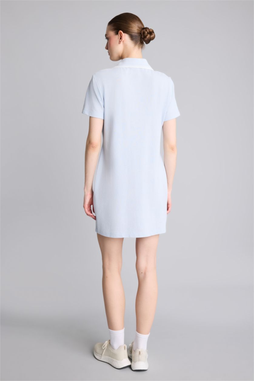 Women Light Blue Pique Dress