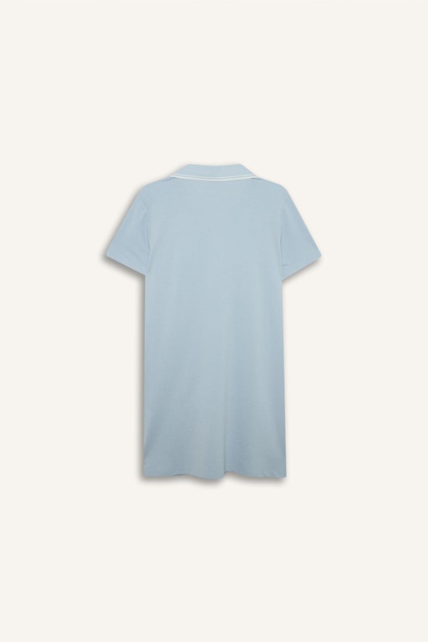 Women Light Blue Pique Dress