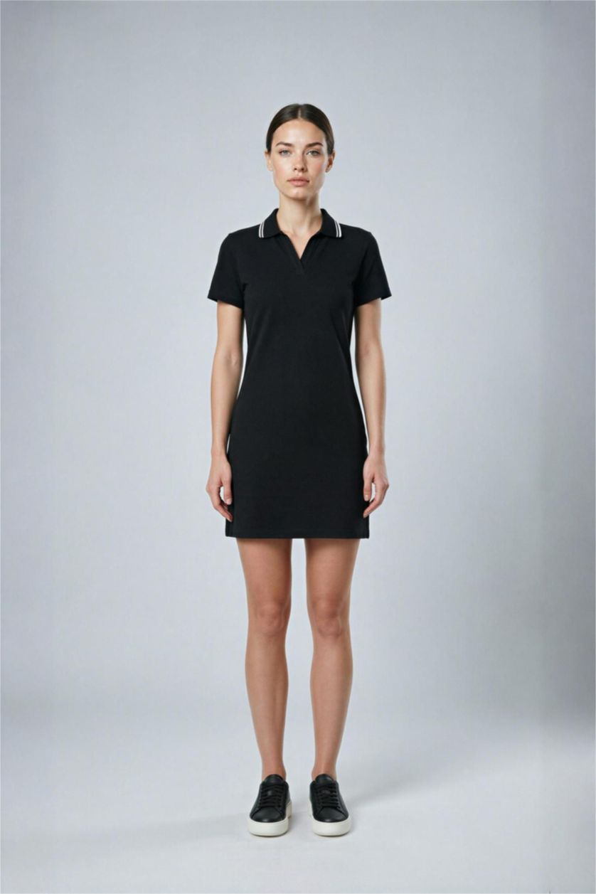 Kadın Siyah Standart Fıt Pike Elbise