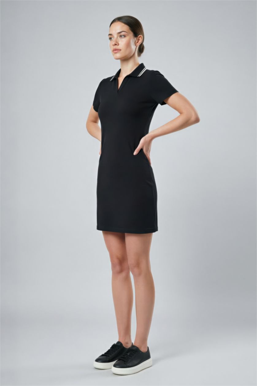 WOMAN Black فستان بيكيه قصة عادية