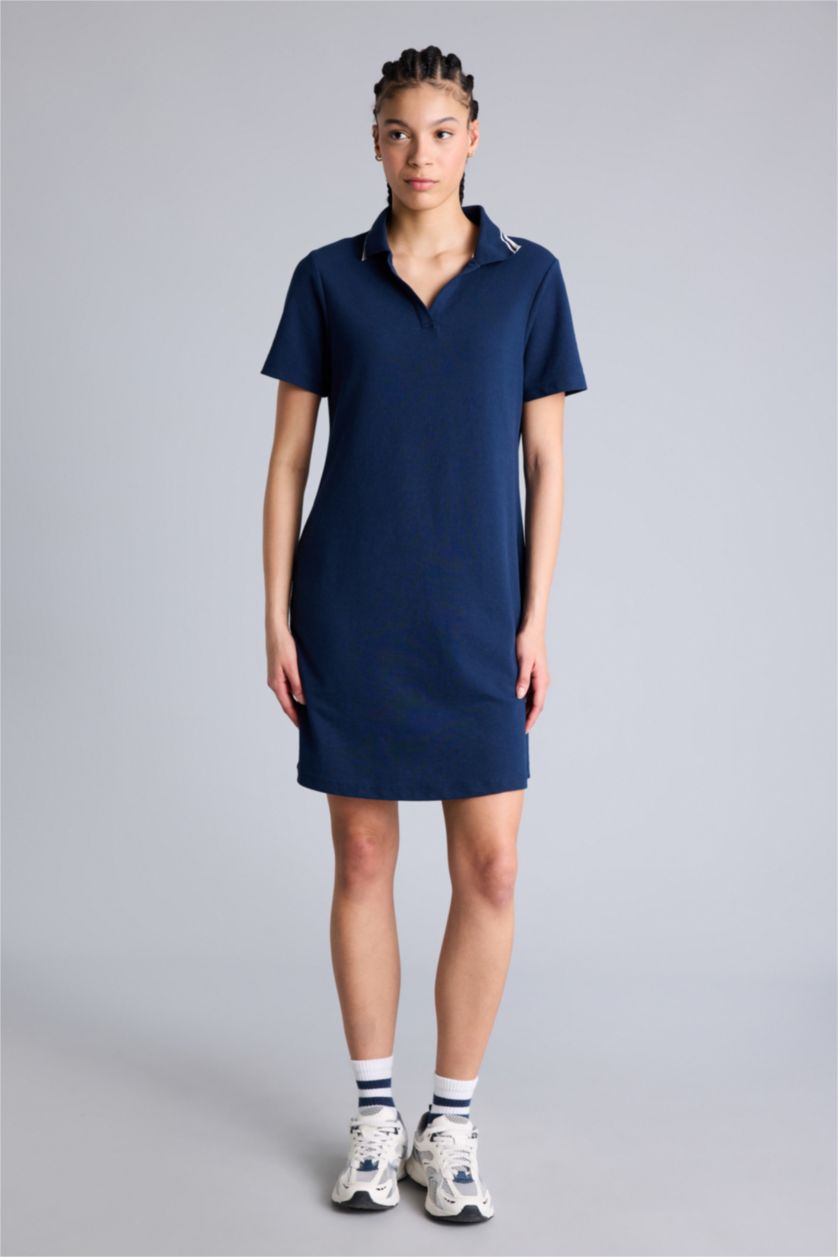 Kadın Lacivert Standart Fıt Pike Elbise
