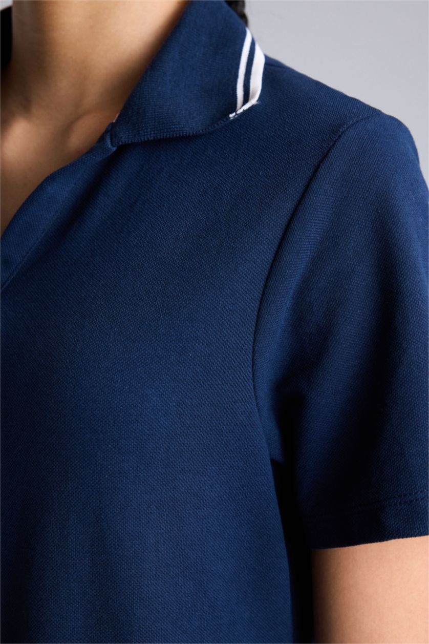 Kadın Lacivert Standart Fıt Pike Elbise