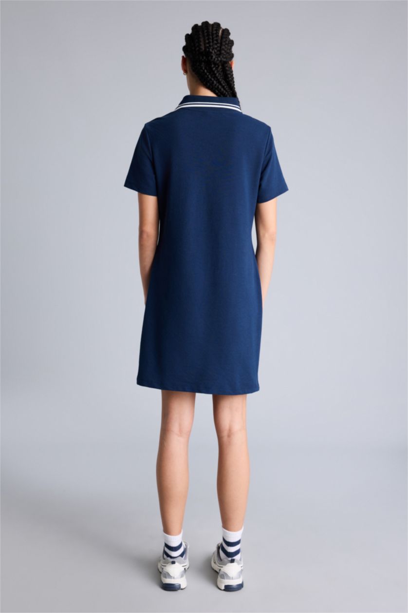 Kadın Lacivert Standart Fıt Pike Elbise