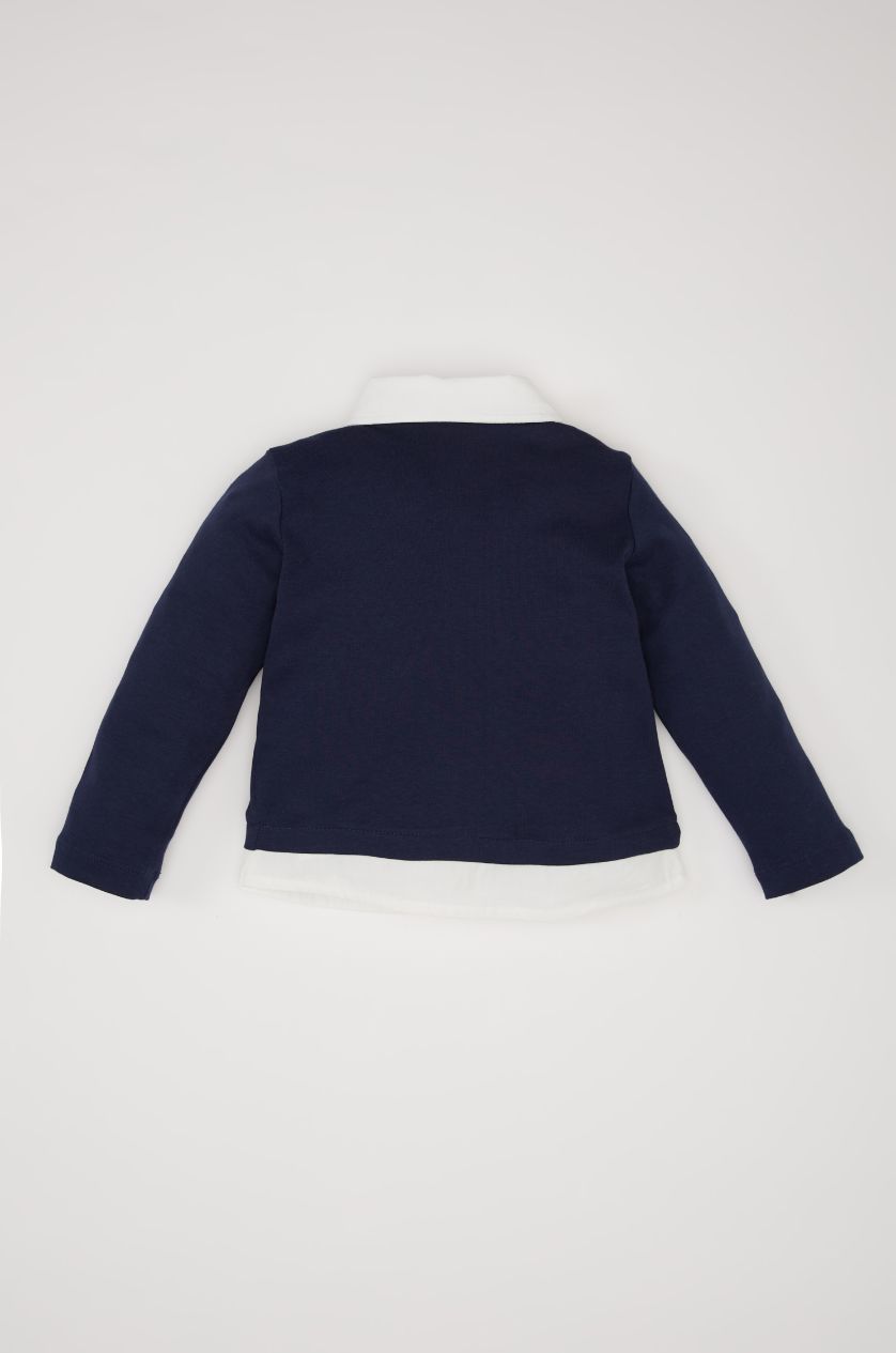 BABY BOY NAVY Baby Boy Shirt Collar Long Sleeve T-Shirt