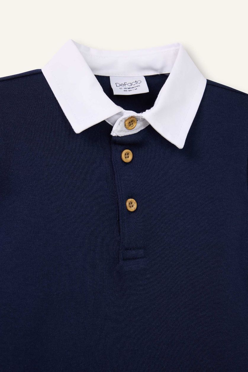 BABY BOY NAVY Baby Boy Regular Fit Shirt Collar T-Shirt