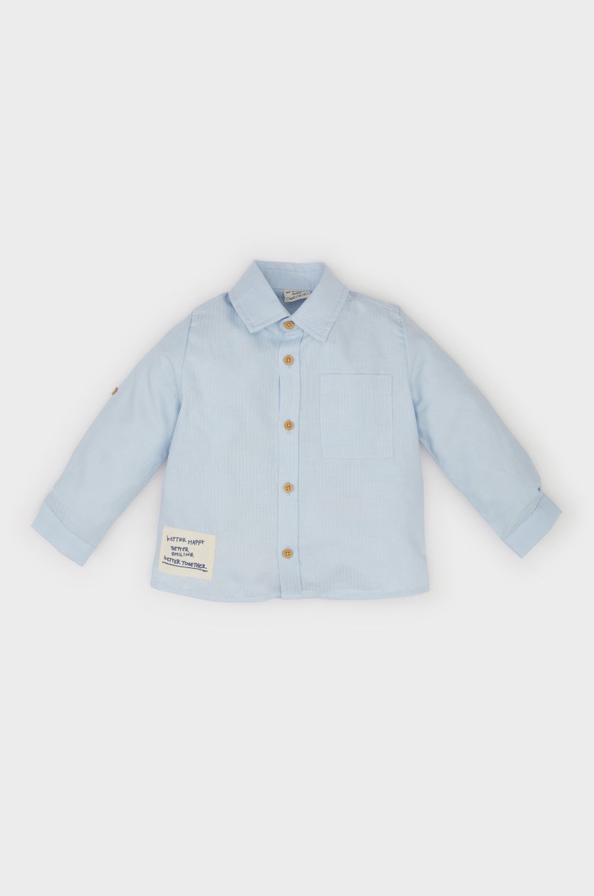 BABY BOY Light Blue Baby Boy Shirt Collar Jacquard Shirt