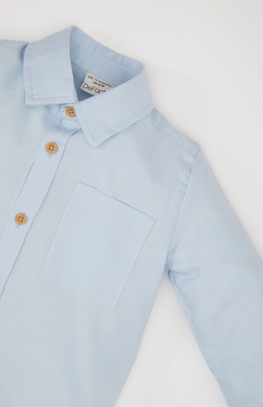 BABY BOY Light Blue Baby Boy Shirt Collar Jacquard Shirt