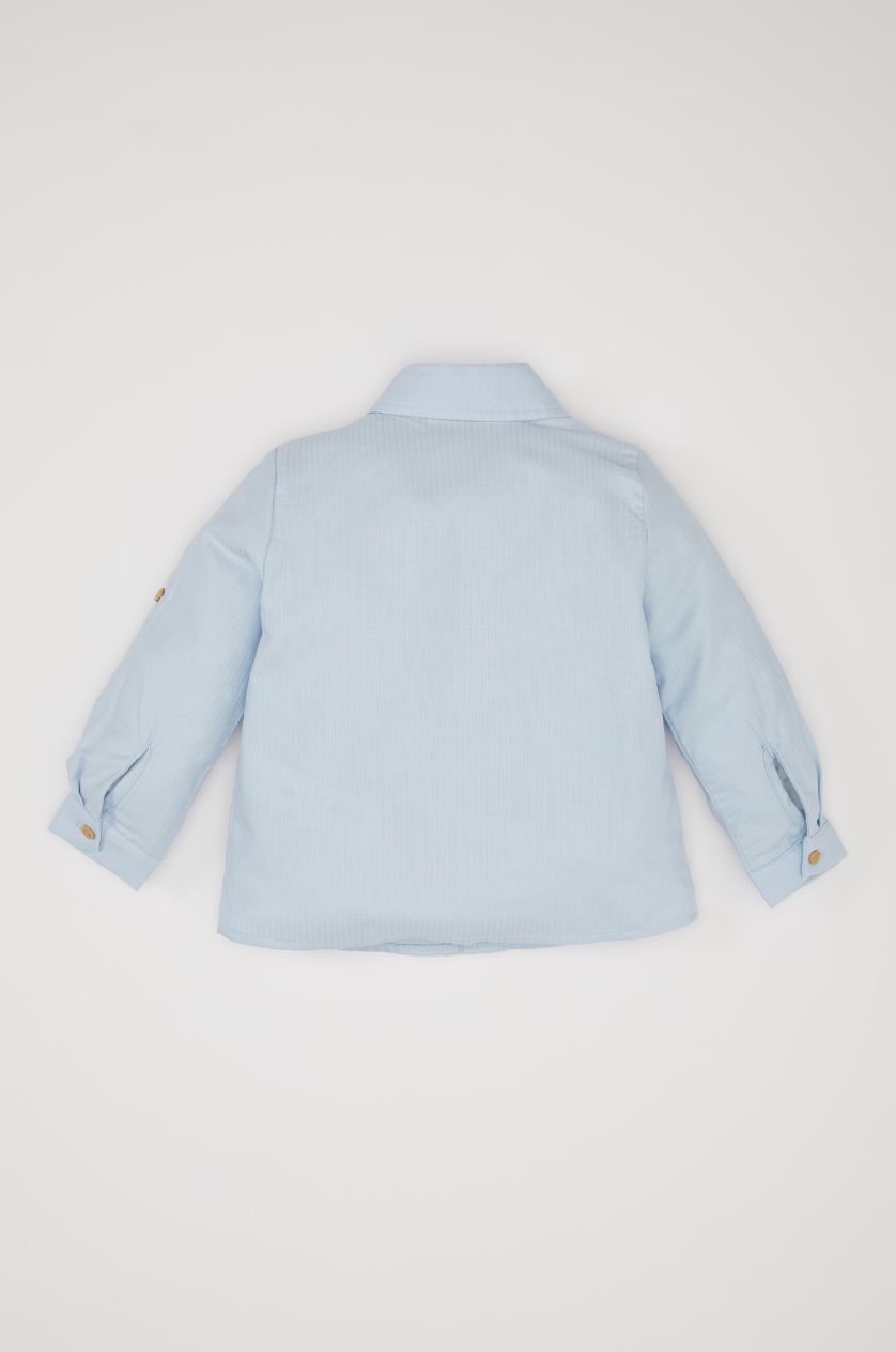 BABY BOY Light Blue Baby Boy Shirt Collar Jacquard Shirt