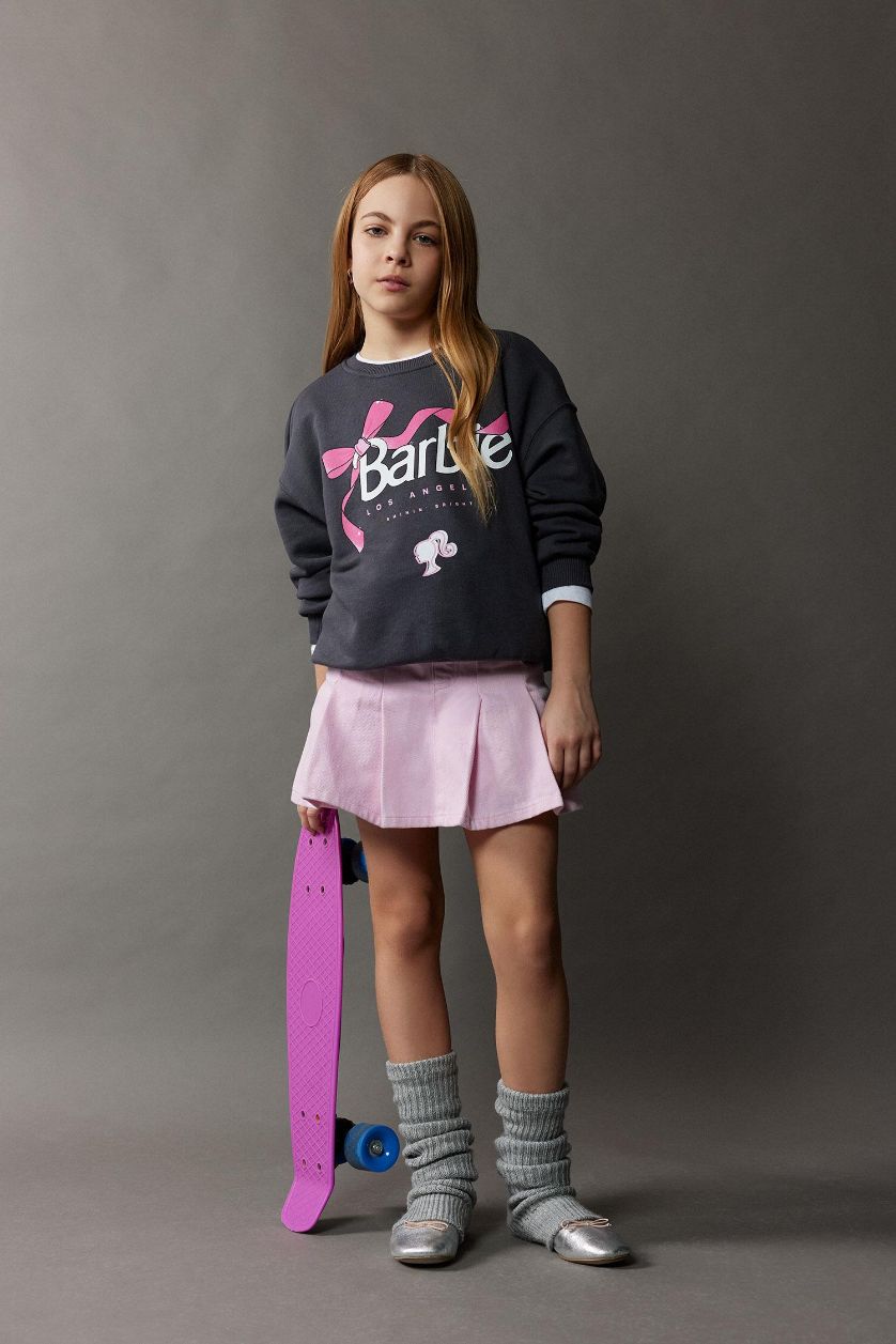 Kız Çocuk - Genç Kız Pembe Pileli Gabardin Etek Kız Çocuk