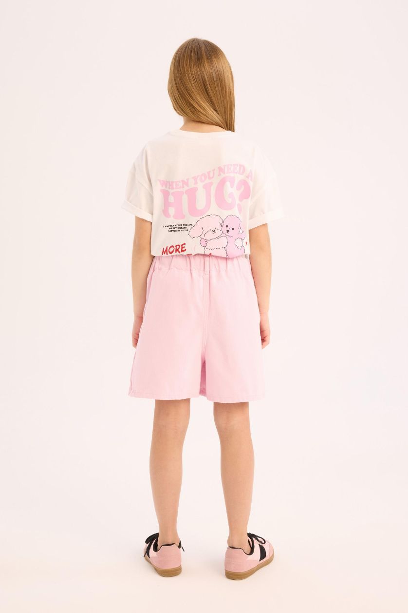 Kız Çocuk - Genç Kız Pembe Pileli Gabardin Etek Kız Çocuk