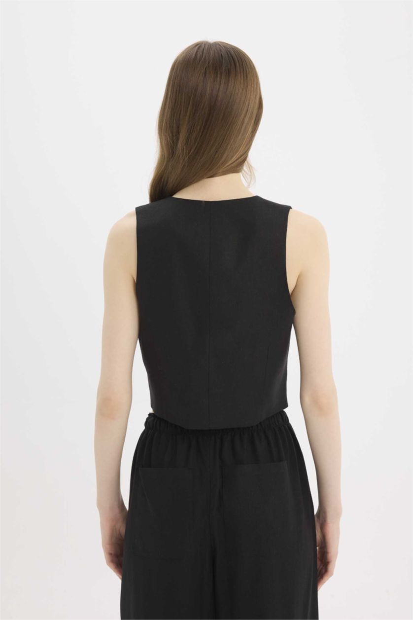 نساء أسود يلك بياخة V من مزيج الكتان