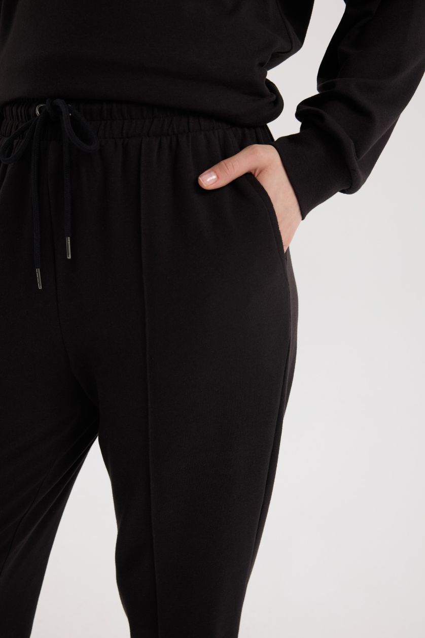 Woman Black Harem Thin Sweatshirt Fabric Trousers