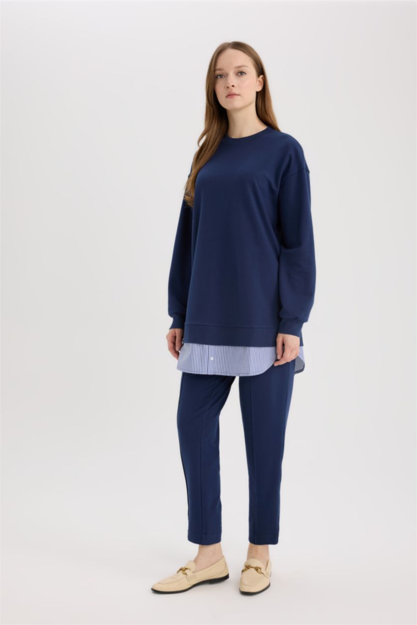 WOMAN NAVY Harem Thin Sweatshirt Fabric Trousers