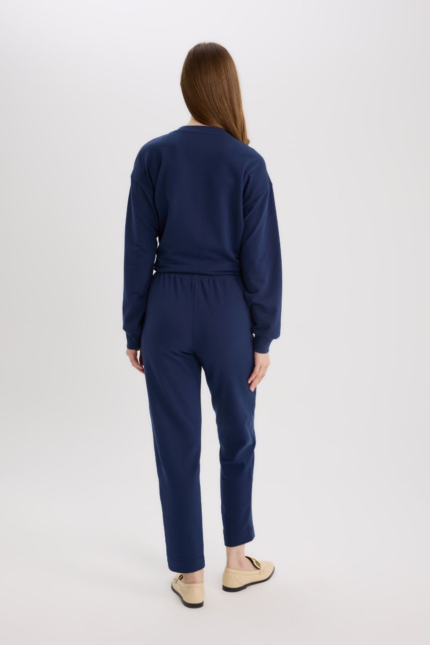 Woman NAVY Harem Thin Sweatshirt Fabric Trousers