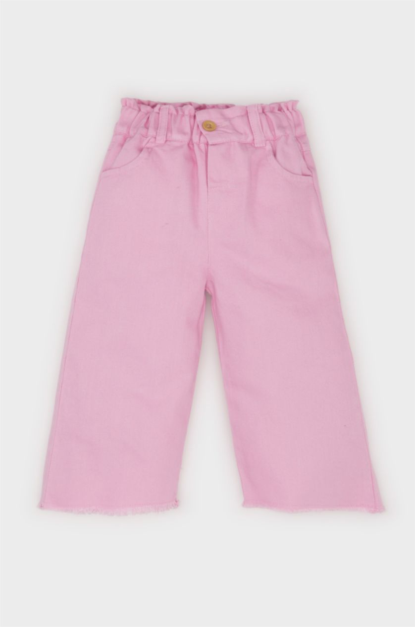 BABY GIRL Pink Baby Girl Wide Leg Gabardine Pants