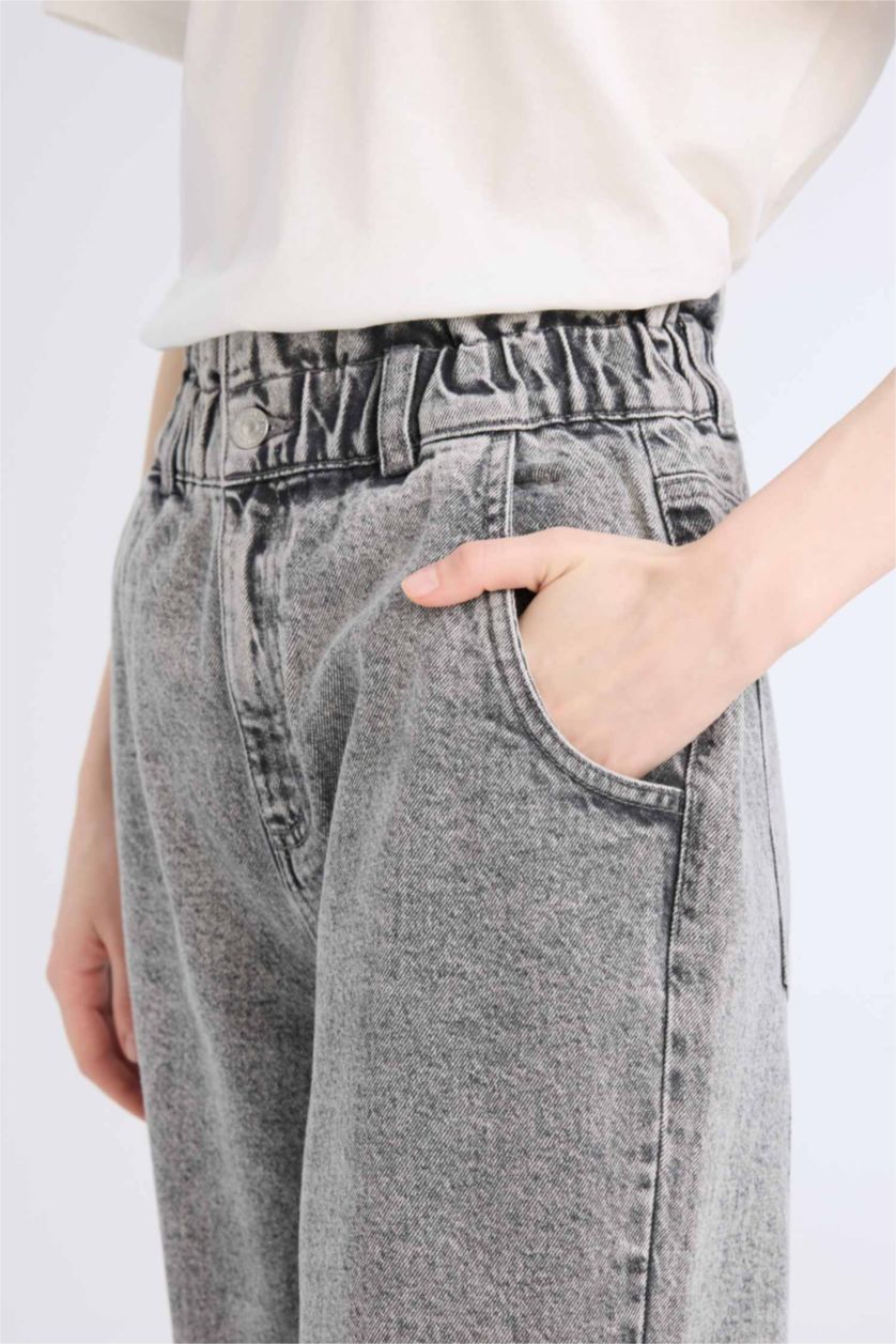 WOMAN Anthracite Paperbag High Waist Ankle Length Jeans