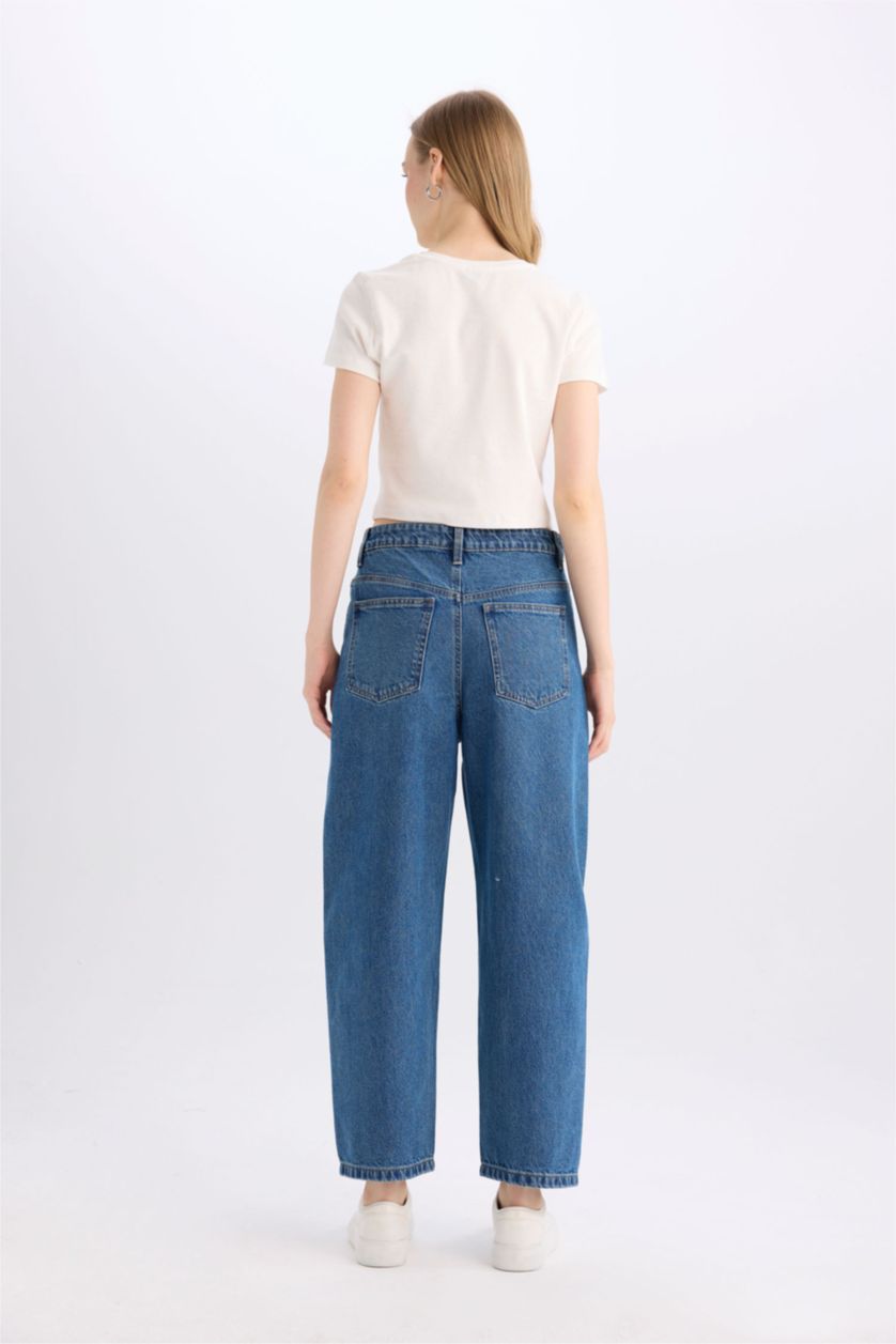 Әйелдерге Көк каррот пішімді деним Шалбар