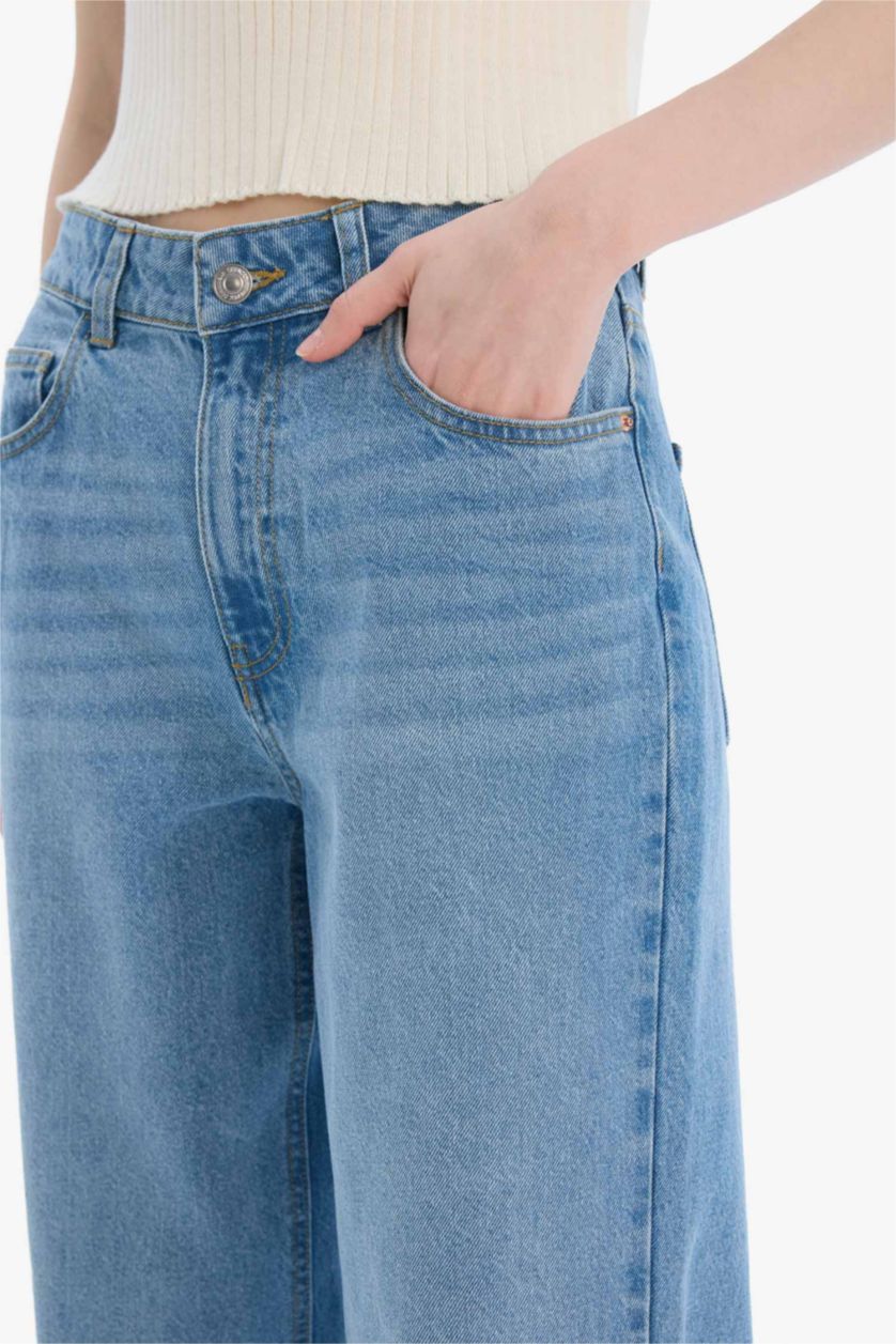 حريمي نيلي فاتح High Waist Trousers