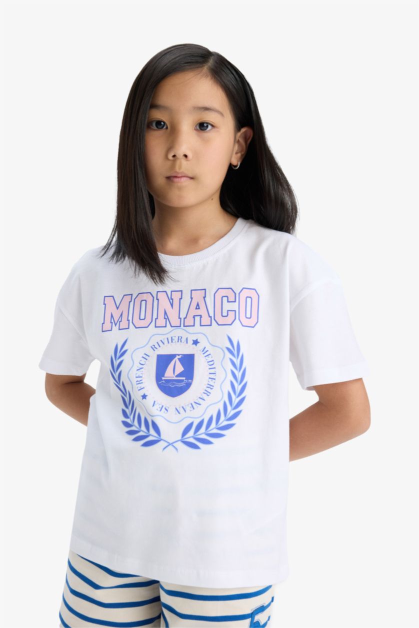 Kız Çocuk - Genç Kız Açık Taş Relax Fit Bisiklet Yaka 2'li Kısa Kollu Tişört Kız Çocuk