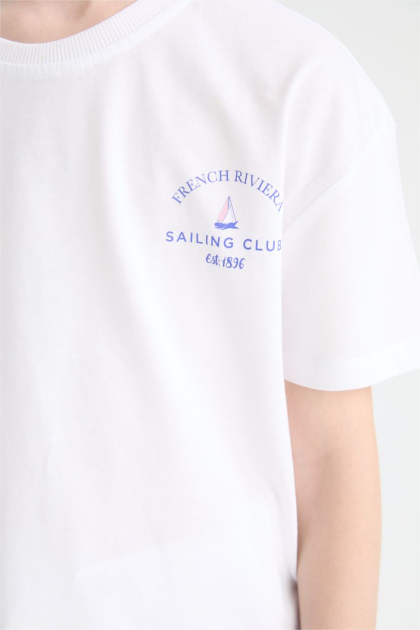 GIRLS & TEENS Light Blue Girl Relax Fit Crew Neck 2 Piece Short Sleeve T-Shirt