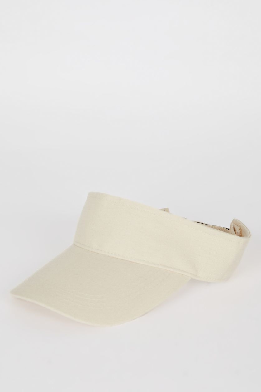 Kadın Bej Kadın Keten Vizör Şapka