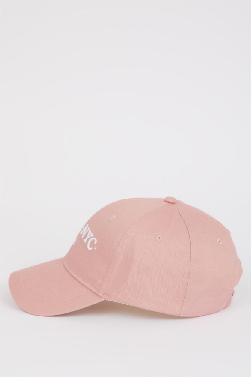 Woman Light Pink Woman Label Printed Woven Baseball Basketball Cap