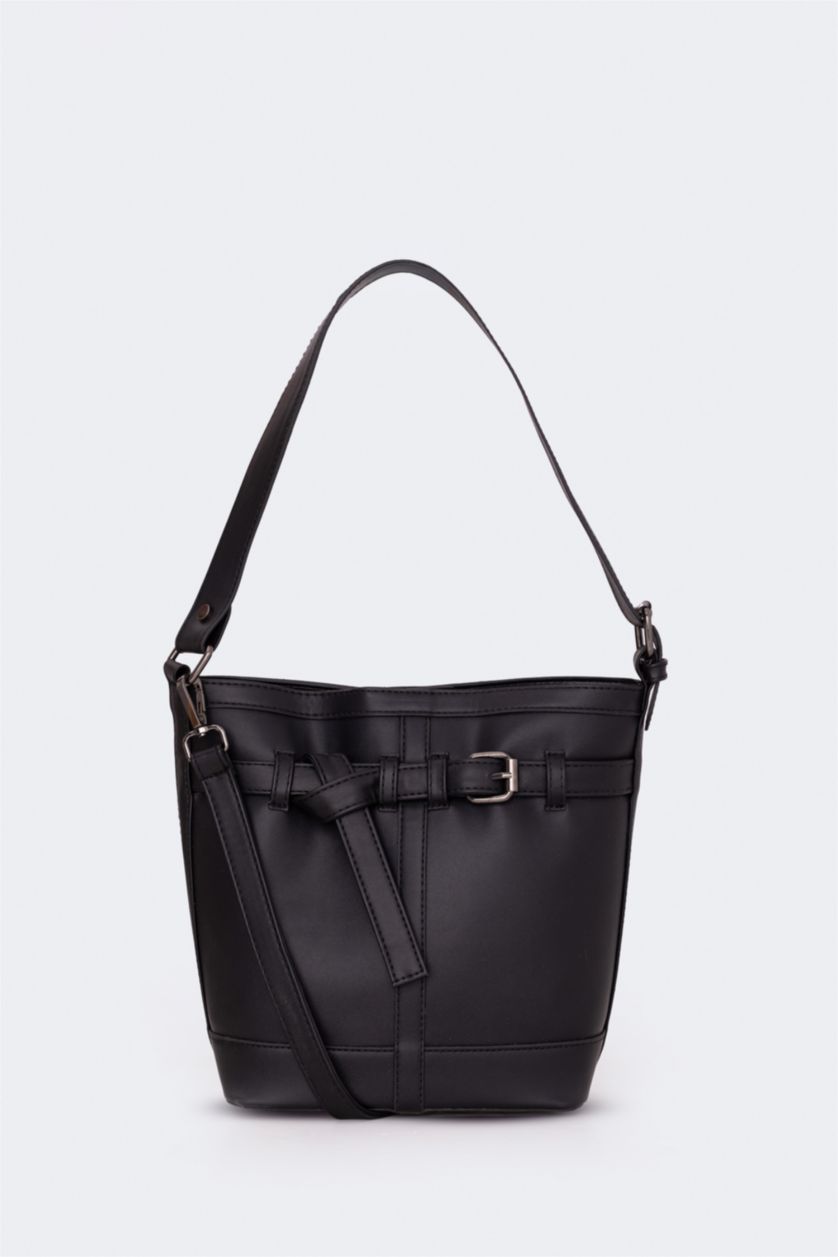 WOMAN Black Faux Leather Shoulder bag