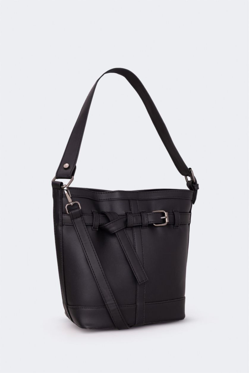 WOMAN Black Faux Leather Shoulder bag