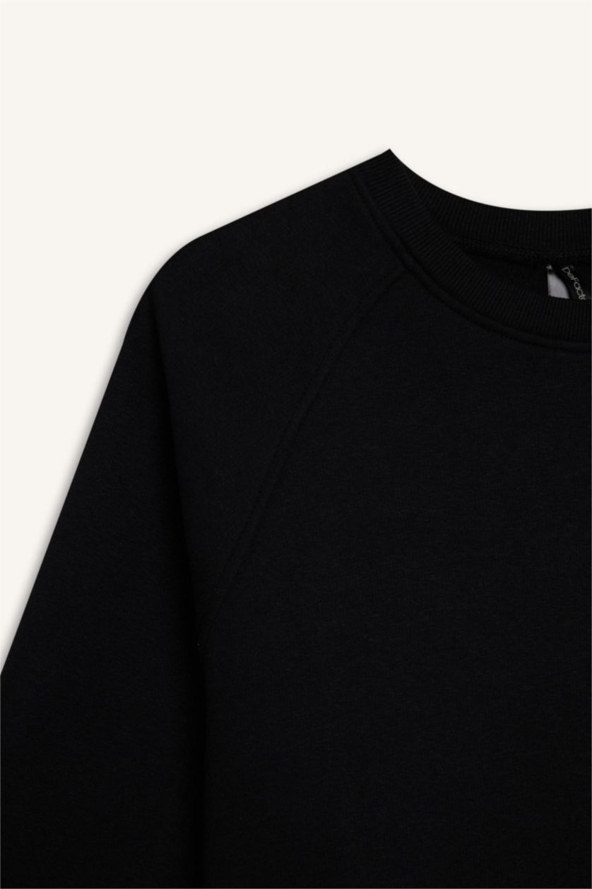 نساء أسود سويت شيرت كاجوال اوفر سايز بياخة مستديرة