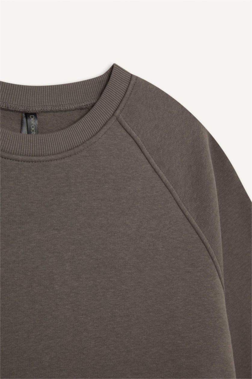 نساء رمادي داكن سويت شيرت كاجوال اوفر سايز بياخة مستديرة