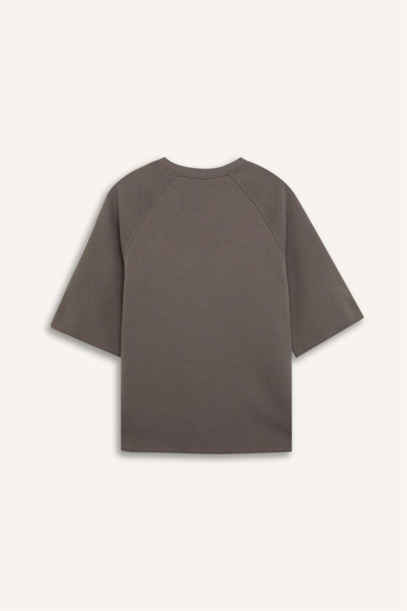 نساء رمادي داكن سويت شيرت كاجوال اوفر سايز بياخة مستديرة