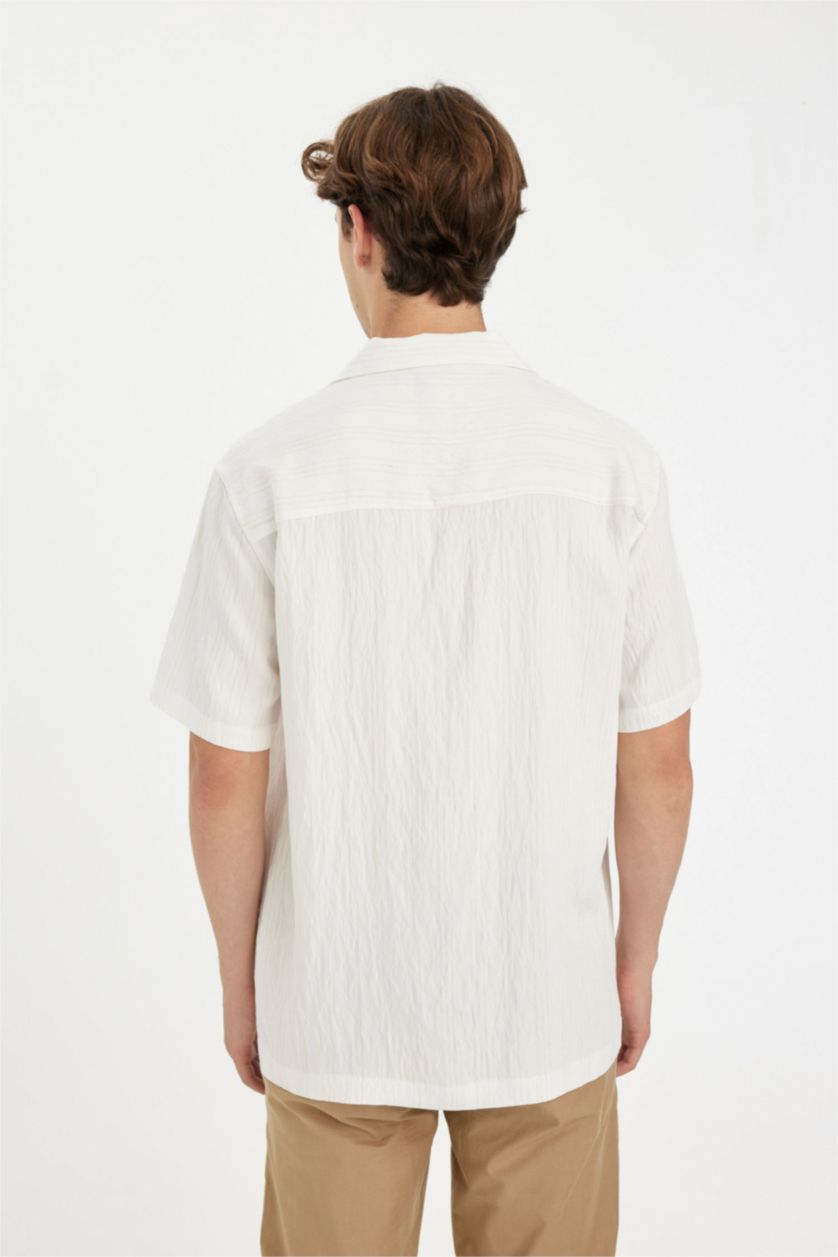 HOMME Écru Chemise à manches courtes Coupe régulière