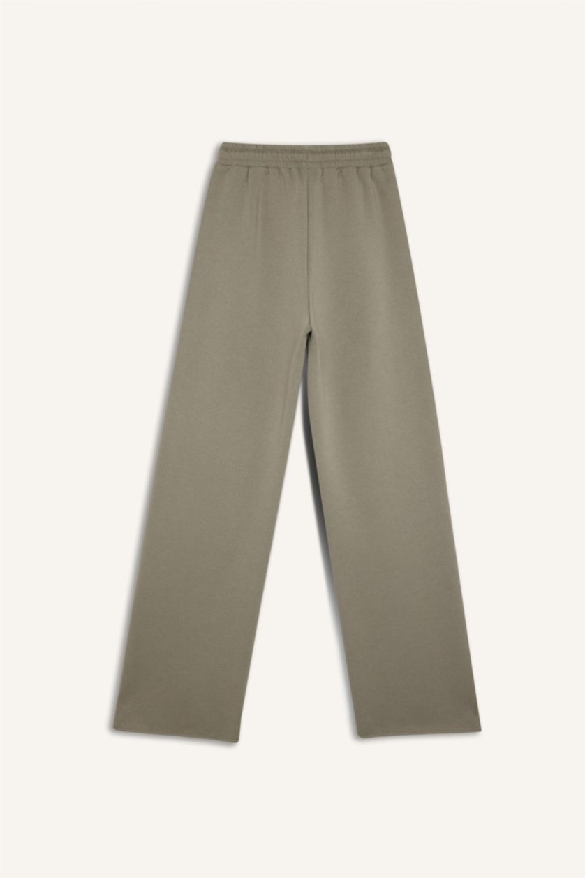 نساء كاكي فاتح بنطلون برجل واسع وايد ليج