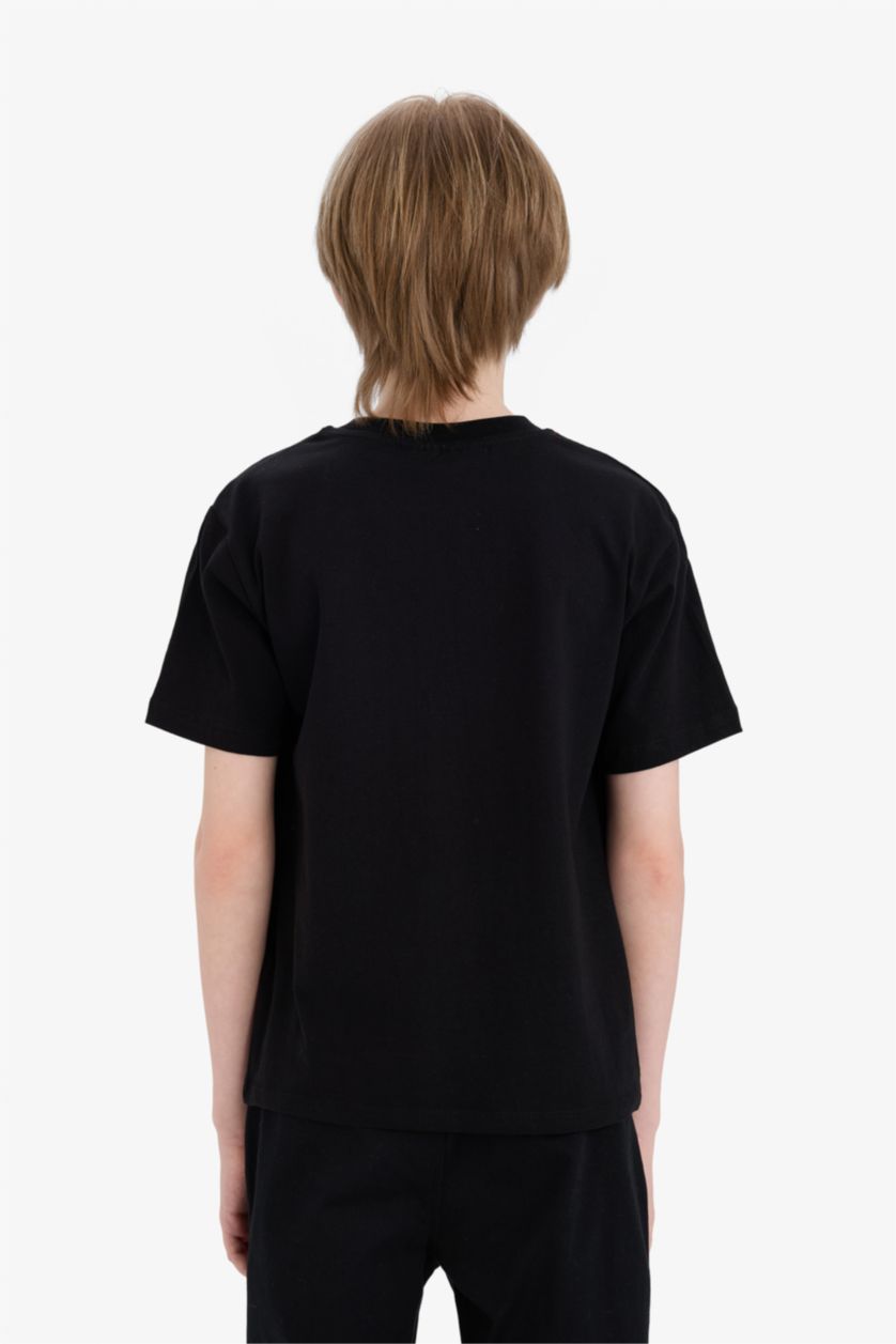 Erkek Çocuk - Genç Erkek Siyah NBA Miami Heat Bisiklet Yaka Kısa Kollu Tişört Erkek Çocuk