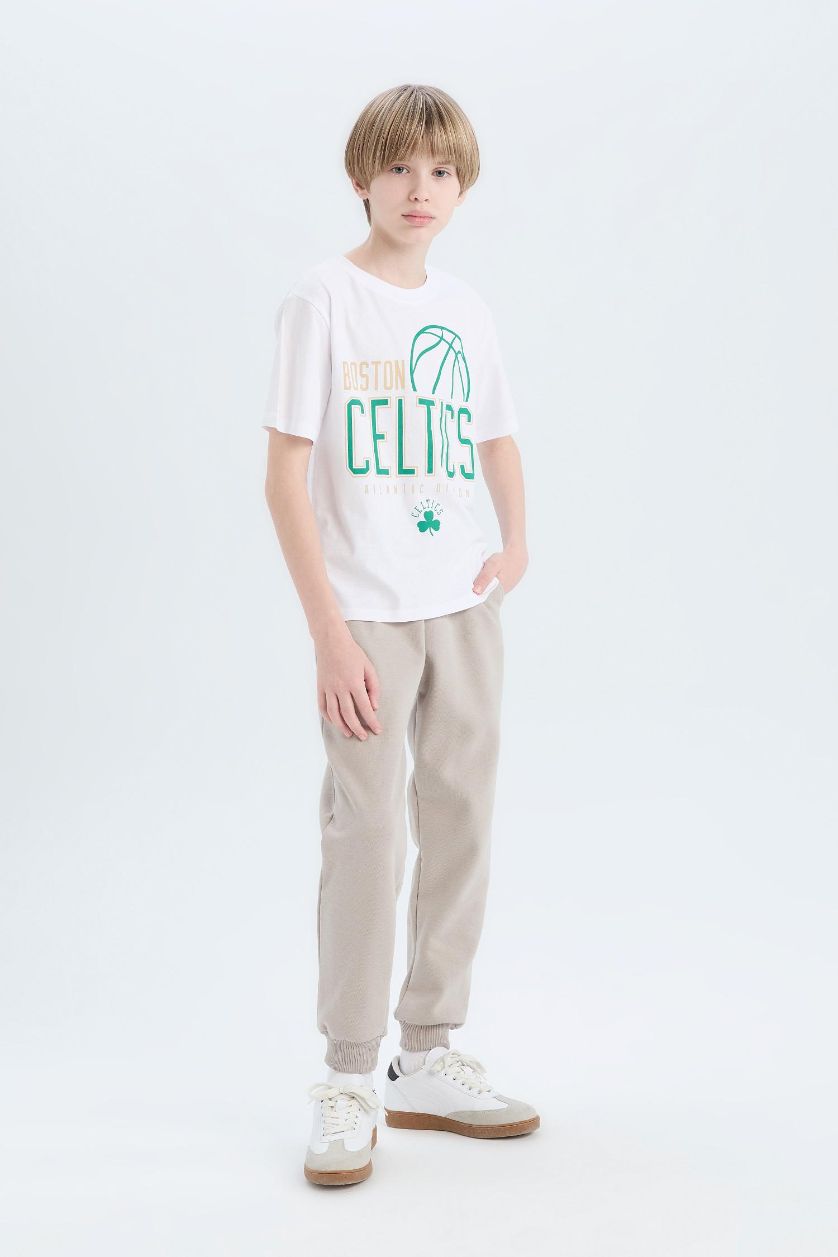 Erkek Çocuk - Genç Erkek Beyaz NBA Boston Celtics Bisiklet Yaka Kısa Kollu Tişört Erkek Çocuk