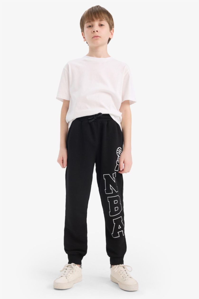 BOYS & TEENS Black Boy NBA Wordmark Elastic Waist Sweatpants