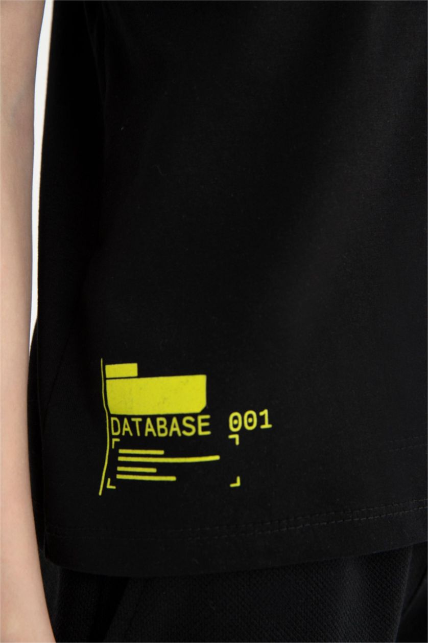 Erkek Çocuk - Genç Erkek Siyah Xbox Bisiklet Yaka Sırt Baskılı Kısa Kollu Tişört Erkek Çocuk