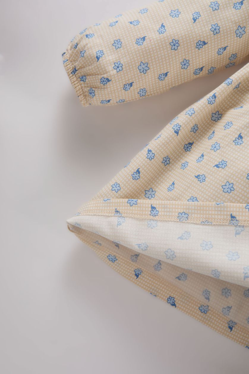 طفلة صغيرة بيج فستان بيبي بناتي فلورال من التويل كم طويل بياقة كبيرة