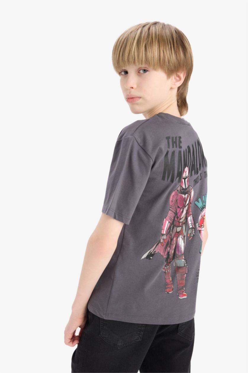 BOYS & TEENS Anthracite Boy Star Wars-Mandalorian Crew Neck Short Sleeve T-Shirt