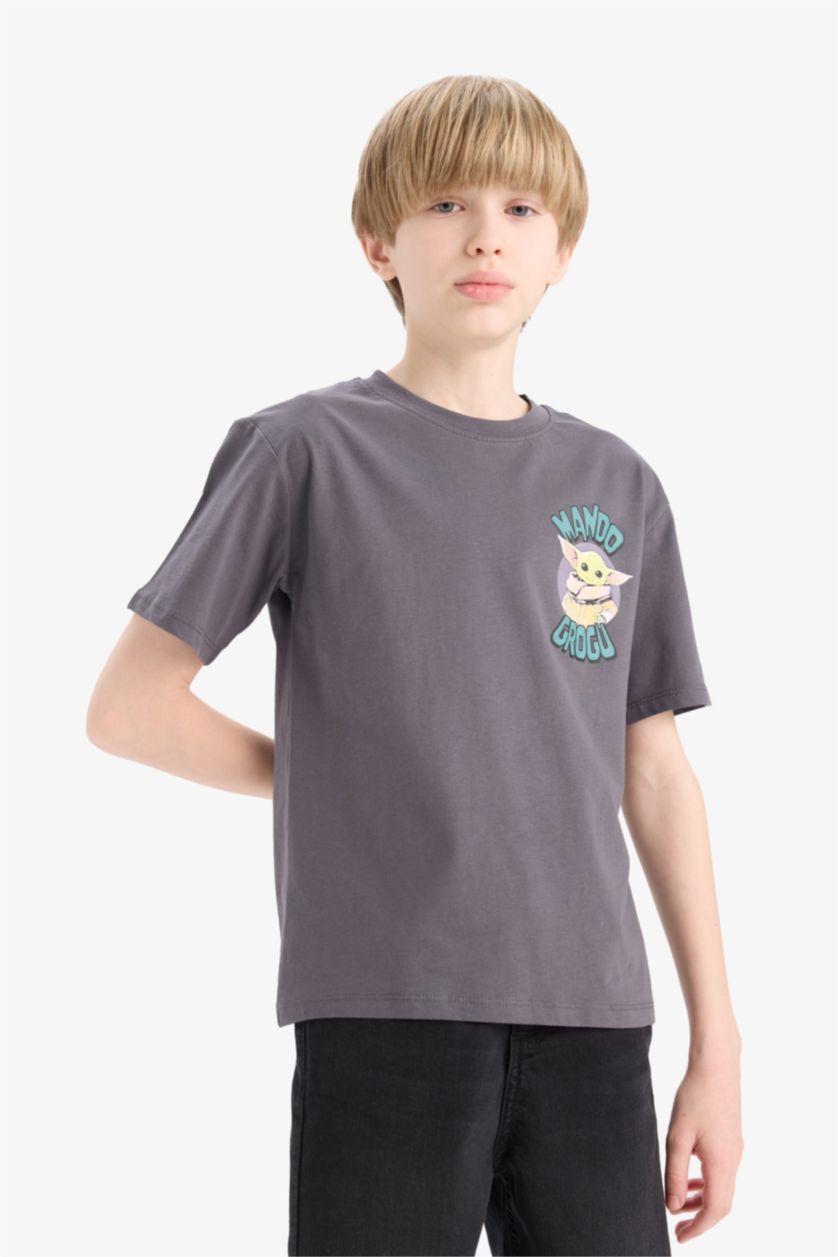 BOYS & TEENS Anthracite Boy Star Wars-Mandalorian Crew Neck Short Sleeve T-Shirt