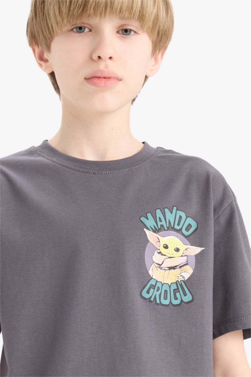 BOYS & TEENS Anthracite Boy Star Wars-Mandalorian Crew Neck Short Sleeve T-Shirt