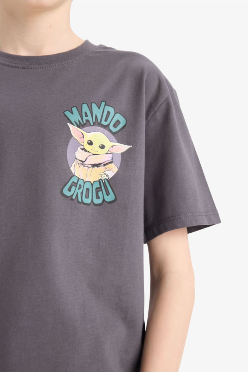BOYS & TEENS Anthracite Boy Star Wars-Mandalorian Crew Neck Short Sleeve T-Shirt