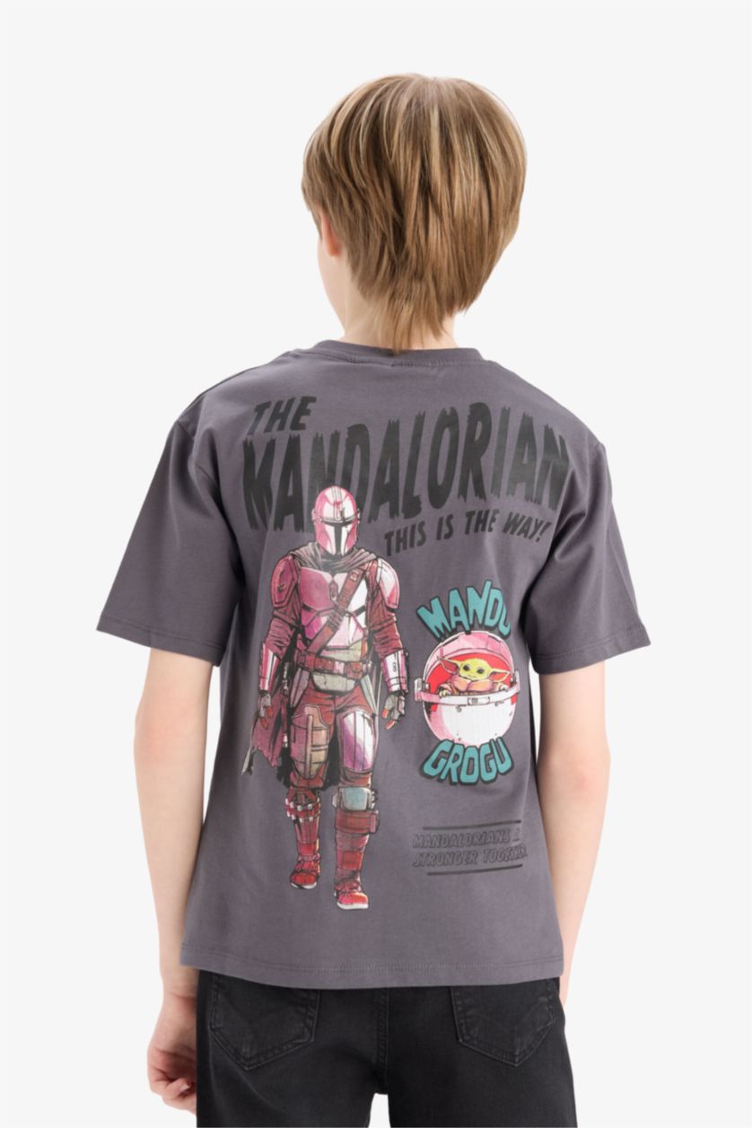 BOYS & TEENS Anthracite Boy Star Wars-Mandalorian Crew Neck Short Sleeve T-Shirt