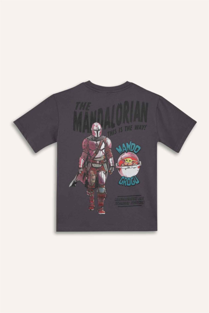 BOYS & TEENS Anthracite Boy Star Wars-Mandalorian Crew Neck Short Sleeve T-Shirt