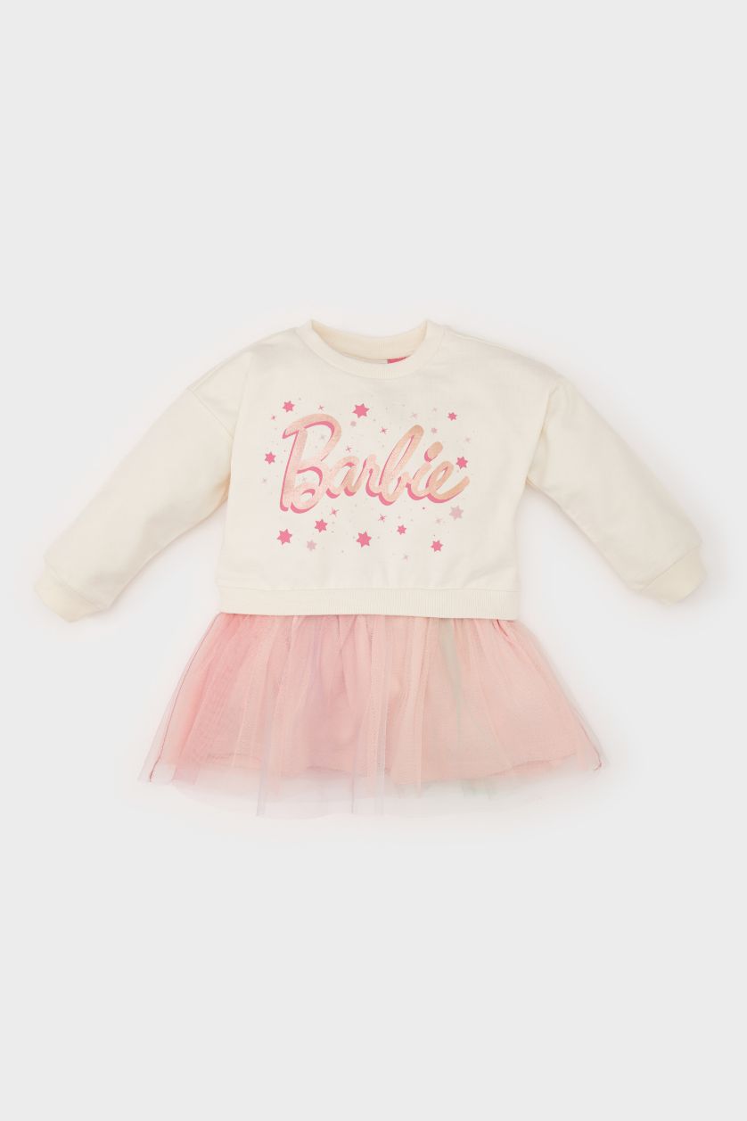 BABY GIRL Ecru Girl Baby Barbie Long Sleeve Tulle Dress