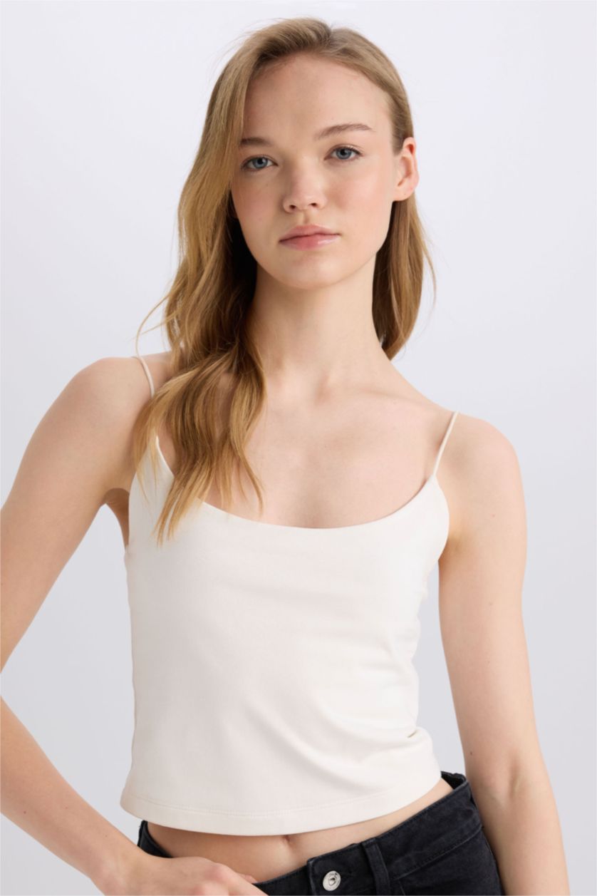 WOMAN White Slim Fit Crew Neck Tank Top