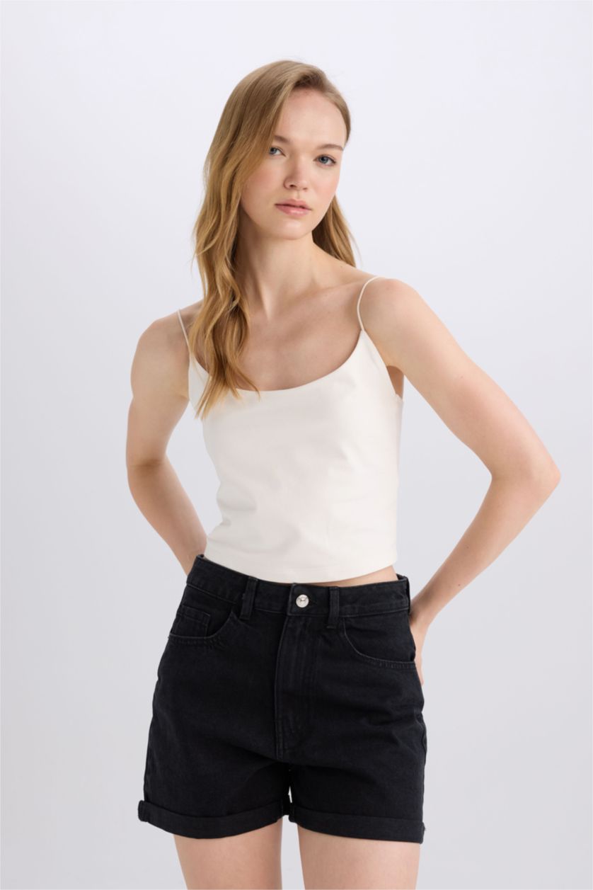 WOMAN White Slim Fit Crew Neck Tank Top