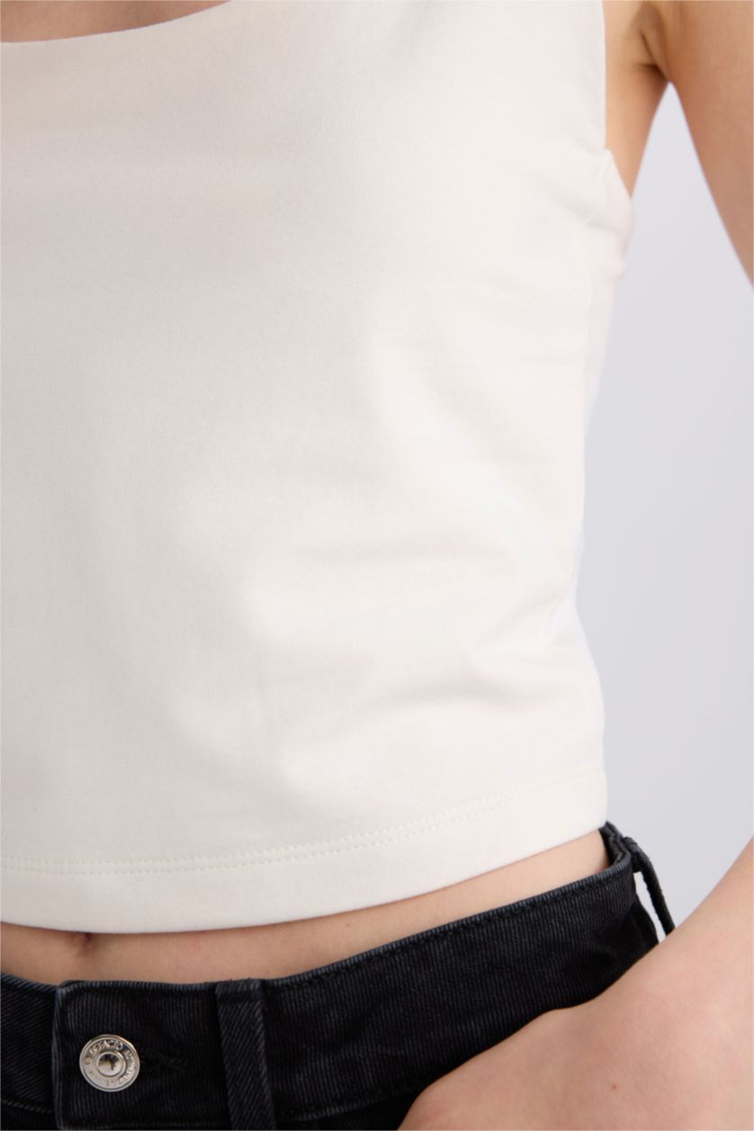WOMAN White Slim Fit Crew Neck Tank Top